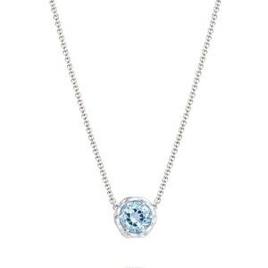 Tacori Sterling Crescent Crown 2CT Swiss Blue Topaz 18K Pendant Necklace 17"